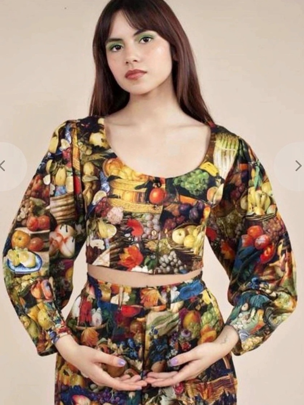 Samantha Pleet Fruit Print Cropped Top Size 16